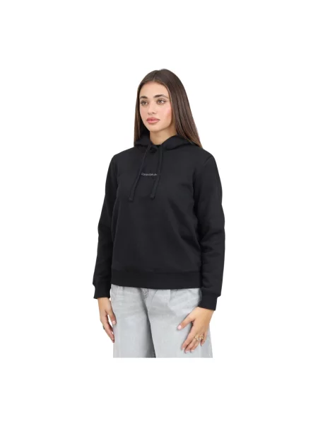Bluza z kapturem z podstawowym wzornictwem Calvin Klein Jeans czarna