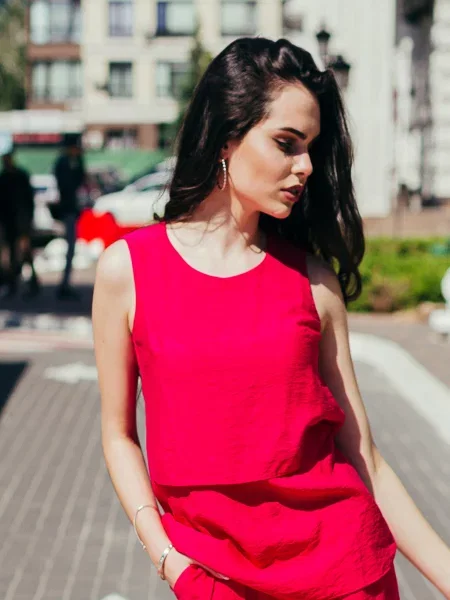 Лляна Блуза LadyLike малиновий