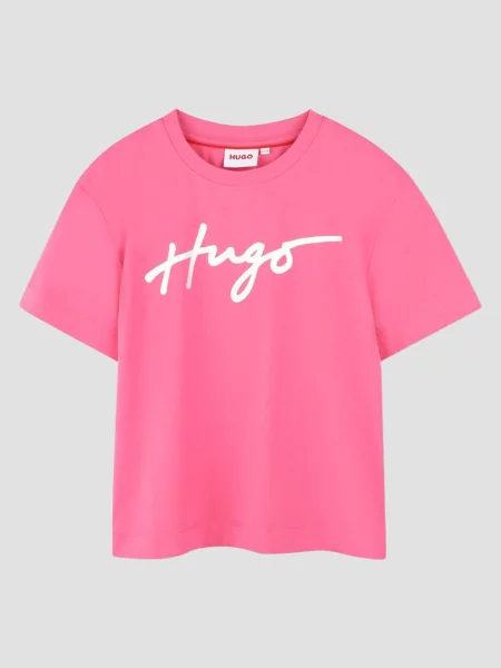 Дитяча Футболка HUGO Kids рожевий
