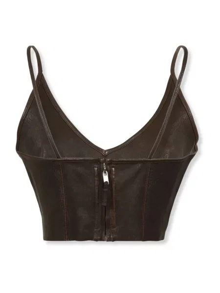 Krótki top Rick Owens z dekoltem w serek brązowy