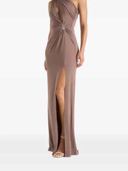 Rochie maxi Manière De Voir cu volane asimetrică maro
