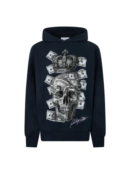 Bluza z kapturem Philipp Plein z kapturem niebieska