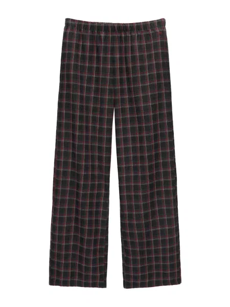 Pull&Bear Pantaloni gri metalic / verde închis / roșu merlot alb