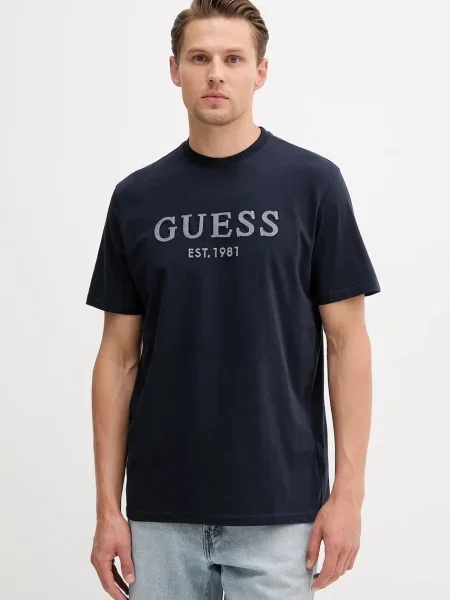 Тениска Guess с апликация тъмносиньо