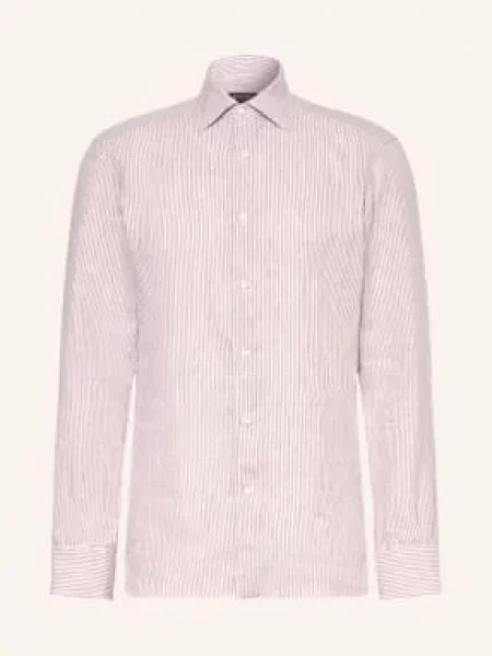 Zegna Koszula Lniana O Kroju Regular Fit rosa biała