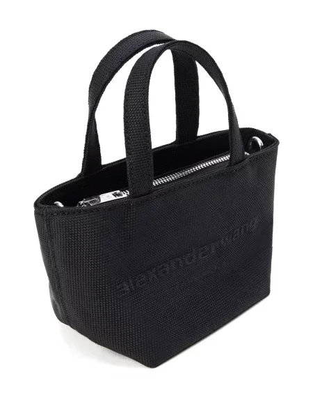 Кожена шопинг чанта Alexander Wang с автограф черно
