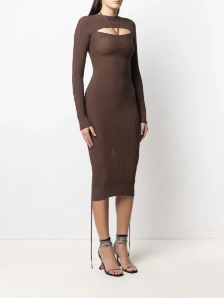 Rochie Andreadamo tricotate de costum maro