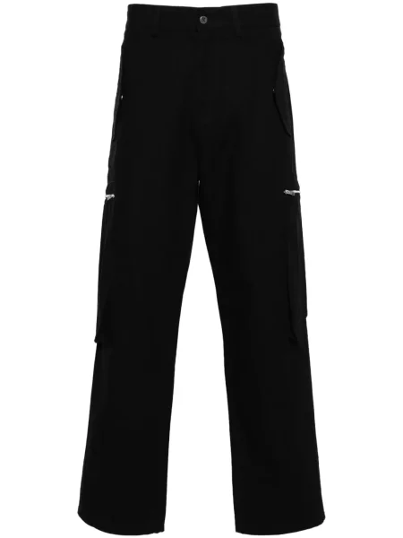 Pantaloni Represent cu model herringbone negru