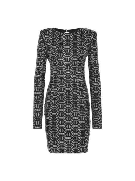 Sukienka mini Philipp Plein z długim rękawem czarna