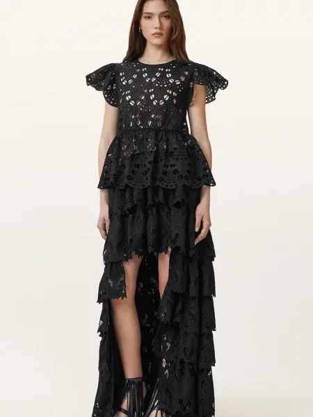 AllSaints spódnica CAVARLY maxi rozkloszowana czarny