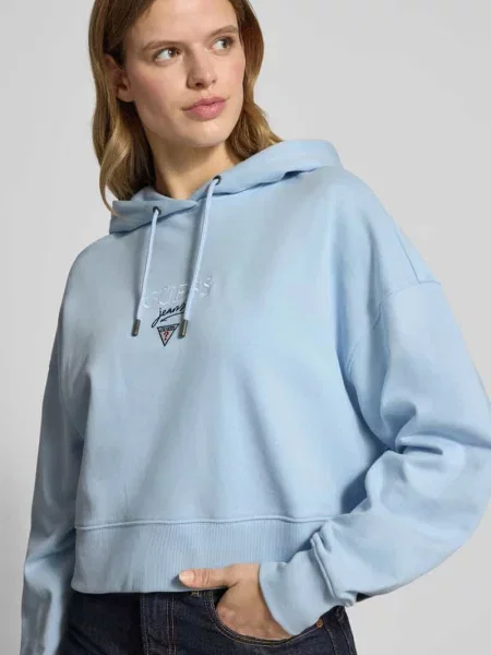 Bluza z kapturem o kroju relaxed fit z wyhaftowanym logo model „Baker” Guess Jeans