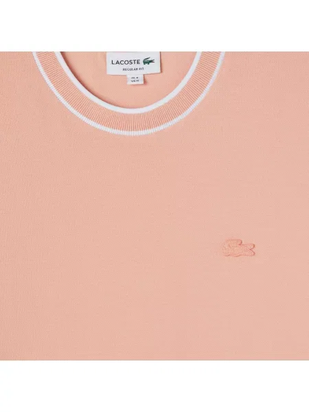 Lacoste T-Shirt Z Okrągłym Dekoltem Regular Fit różowy