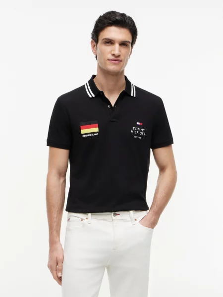 TOMMY HILFIGER Tričko STANDARD COUNTRY GER žltá / červená / čierna biela