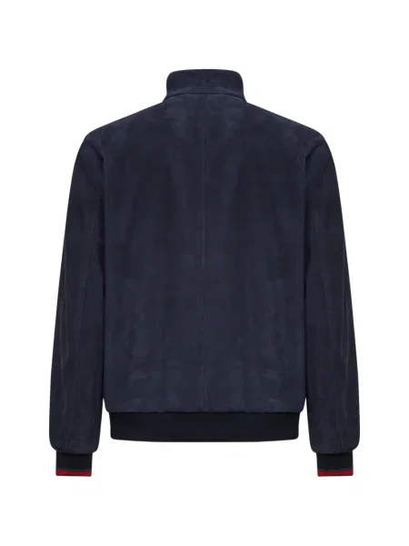 Geacă bomber Gucci din piele de căprioară albastru