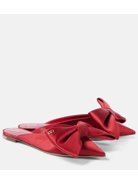 Satenaste mules Valentino Garavani z lokom rdeča