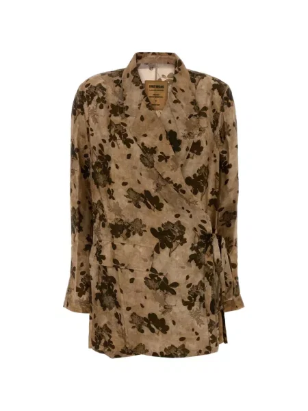 Sacou Uma Wang cu model floral cu imagine plic maro