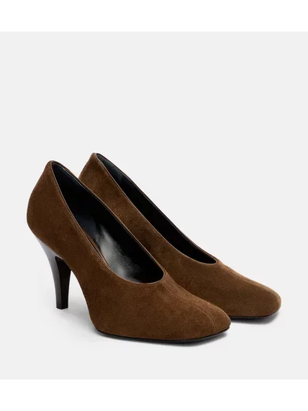 Pantofi cu toc Phoebe Philo din piele de căprioară verde