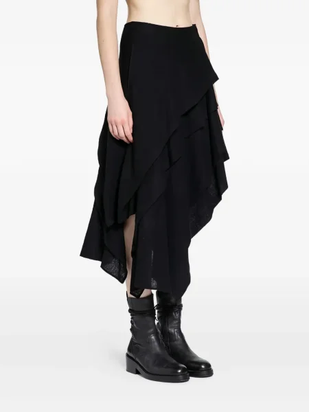 Миди пола Yohji Yamamoto до коляното черно