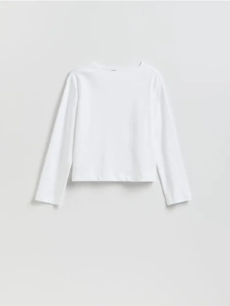 Reserved Tricou cu mânecă lungă din alb