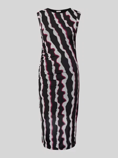 Sukienka midi o kroju slim fit z bocznym marszczeniem S.oliver Red Label czarna