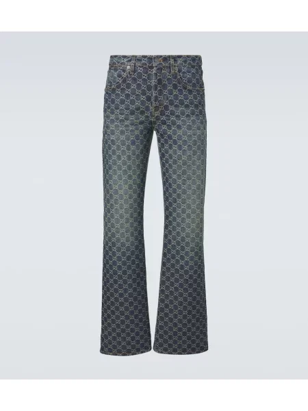 Žakárové zvonové zvonové džíny Gucci modré