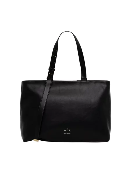 Armani Exchange torebka shopper z imitacji skóry czarna