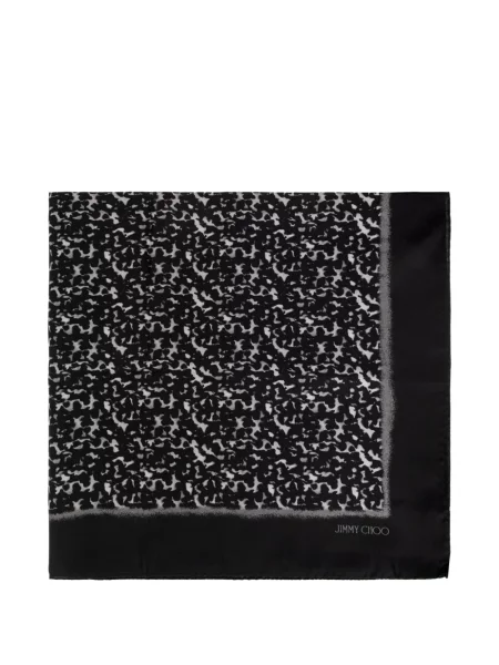 Fular Jimmy Choo de mătase cu imagine cu model leopard negru