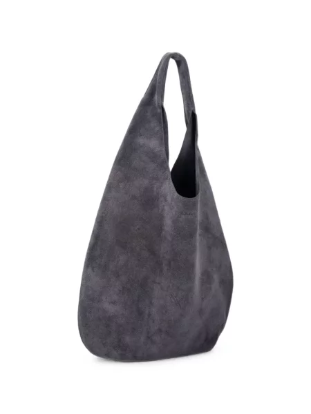 Geantă shopper A.p.c. din piele de căprioară gri