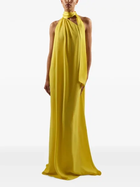 Rochie maxi Taller Marmo cu gât halter galben
