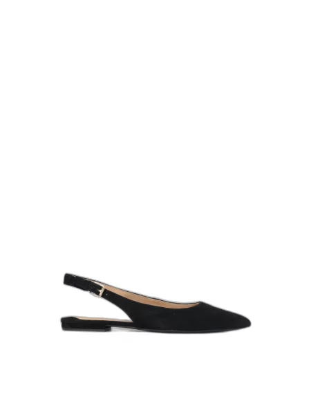 Balerinki Ralph Lauren zamszowe bez obcasa czarne