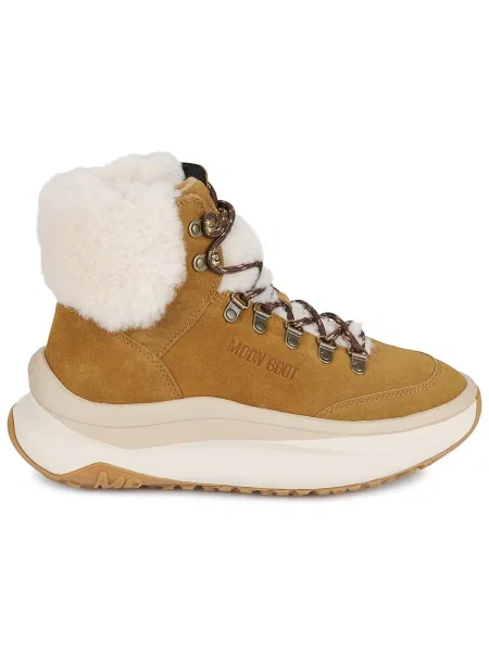 Pantofi Moon Boot din piele de oaie maro