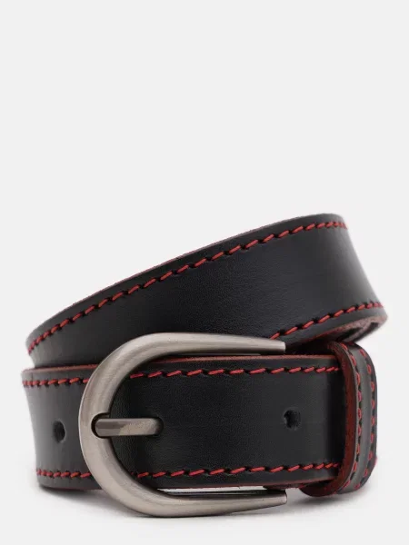 Кожаный ремень Borsa Leather с ремешками черный