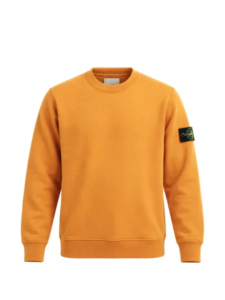Fleece φούτερ με λαιμόκοψη Stone Island πέτρες μανίκι ρεγκλάν πορτοκαλί
