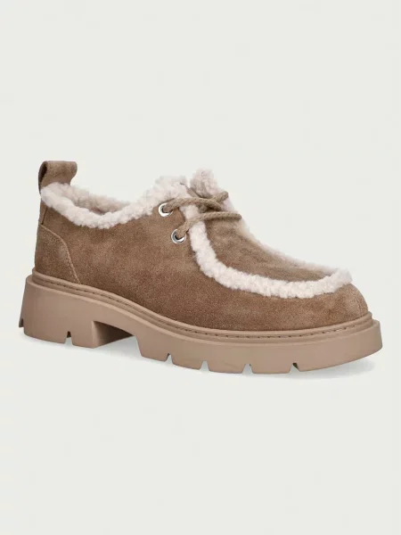 Inuikii pantofi pentru femei din piele întoarsă Mocabee Curly bej