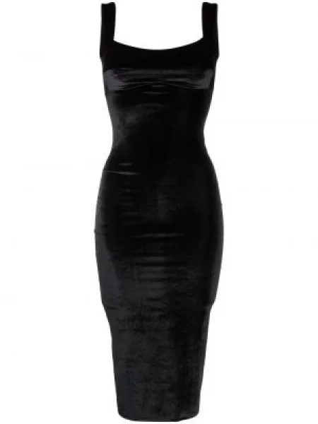 Rochie fără mâneci Atu Body Couture fără mâneci de catifea de costum negru
