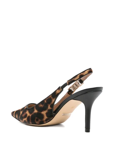 Pantofi cu toc Guess cu model leopard slingback maro