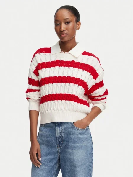 Tommy Jeans pulover ženski od pamuka crvena