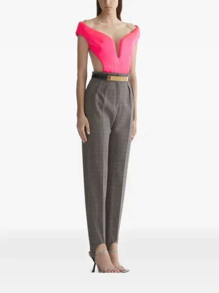Pantaloni Mugler în carouri gri