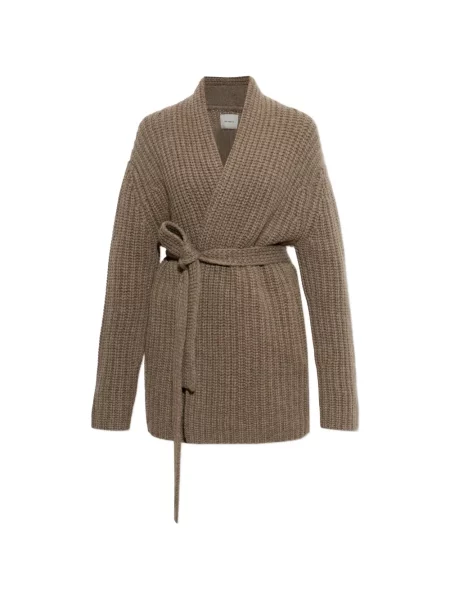 Cu centură cardigan Lisa Yang tricotate maro