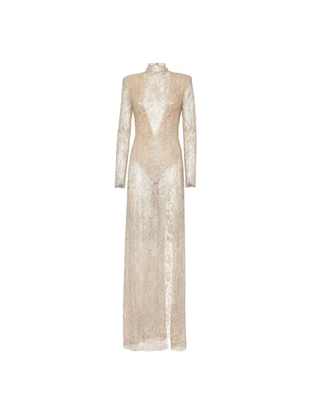 Sukienka maxi Philipp Plein koronkowa różowa