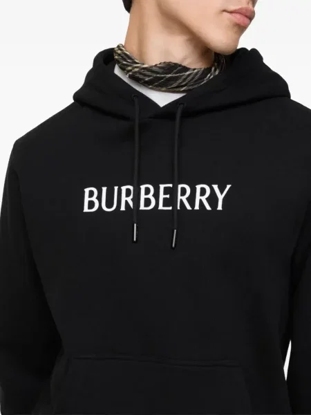 Hoodie Burberry με κουκούλα με σχέδιο μαύρο
