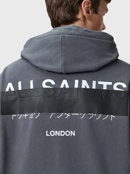 Свитер Allsaints с капюшоном с принтом черный