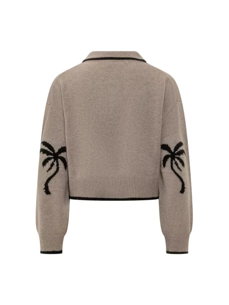 Długa koszulka polo Palm Angels z długim rękawem beżowa