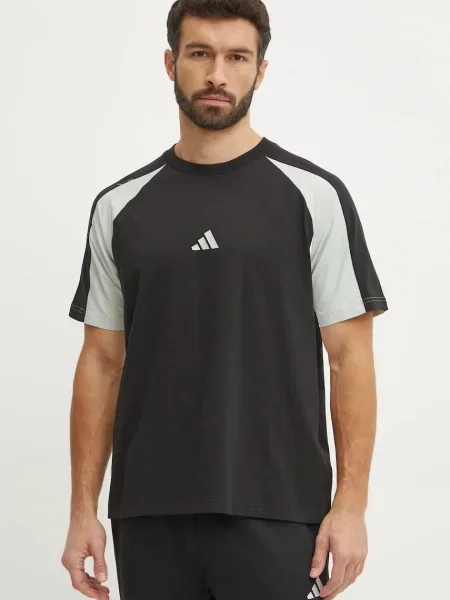 Тениска adidas Essential Colorblock с десен черно
