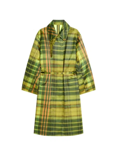Palton Dries Van Noten în carouri verde