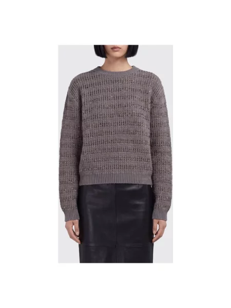 Sweter Fabiana Filippi z cekinami w paski szary