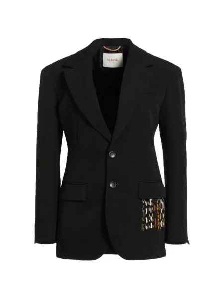 Sacou Retori cu broderie de lână negru