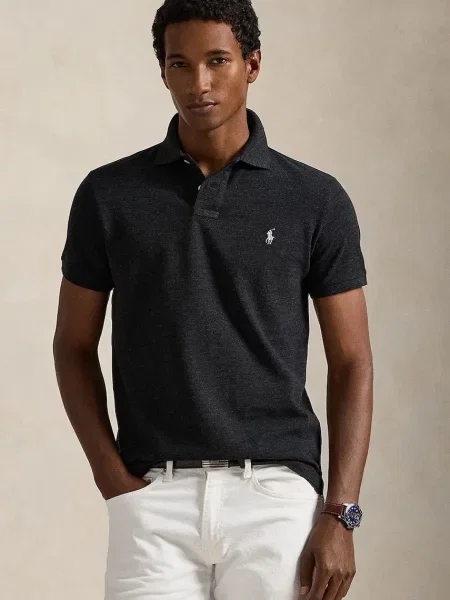 Tricou polo Polo Ralph Lauren gri