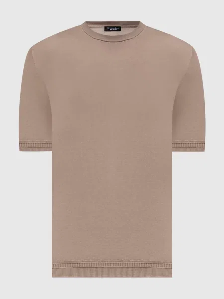 Шелковая футболка Stefano Ricci с вышивкой коричневая