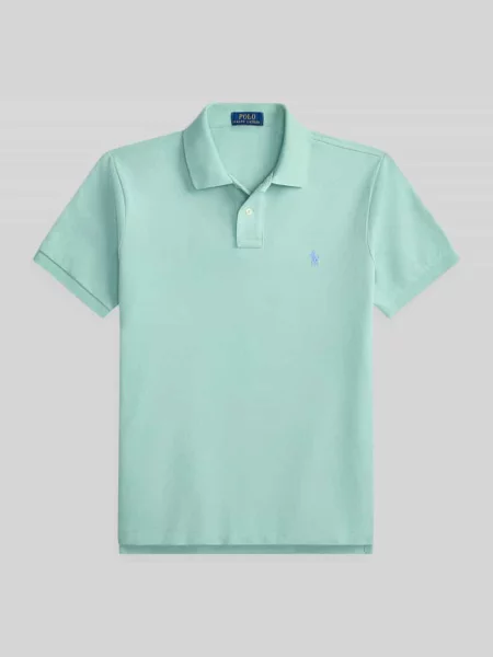 Koszulka polo z czystej bawełny o kroju slim fit Polo Ralph Lauren niebieska